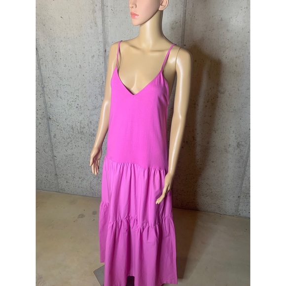 💫HP‼️💫 NWT Zara Tiered Maxi Dress in Pink, Size Medium - Picture 6 of 7